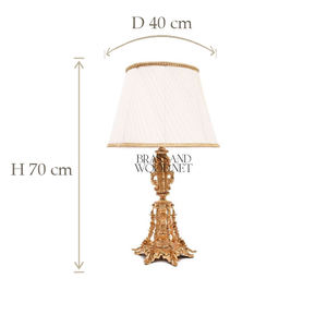 Elegant Gold Brass <b>Table</b> <b>Lamp</b> with Pleated Fabric <b>Shade</b> Handmade Classic Decorative Lighting Accent - Product Image 4