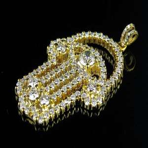 Colgante de Mano de Hamsa Chapado en Oro con Moissanita, Joyería Cristiana de Lujo, Estilo Hip Hop, con Brillo de Diamante - Product Image 1