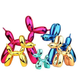 Shiny Anime-inspired <b>Balloon</b> Dog Sculpture Resin Decor for Home Gifts and Craft Usage Hand Painted <b>Animal</b> Model - Product Image 1