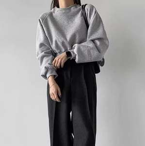 Sweat-shirt en coton coréen pour femmes, manches longues, pull-over, mélange de fibres, basique, vente en gros, haute qualité, meilleur prix, personnalisable, devant - Product Image 3