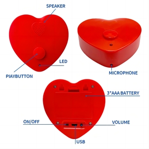 マイク付きハート型の良質レコーダーボックスモジュール録音可能なぬいぐるみぬいぐるみ人形子供 - Product Image 3