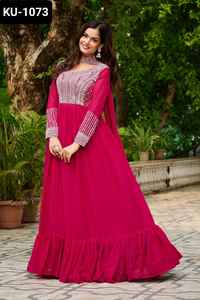 Vestidos Anarkali Tradicionales Étnicos de la India con Bordado de Estrellas en Georgette, Cuentas y Lentejuelas, con Dupatta para Mujeres, para Bodas - Product Image 4