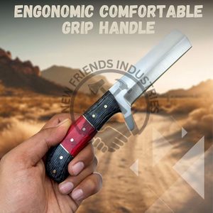 Cuchillo utilitario EDC multifuncional hecho a mano de acero de alto carbono 1095 con mango de madera exótica, hoja fija, para caza, camping, estilo cowboy, OEM - Product Image 5