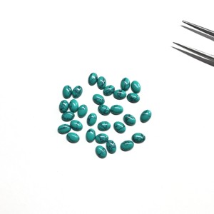 พลอยสังเคราะห์สีเทอร์ควอยส์4x6มม. ทรงวงรีเรียบได้รับการรับรองว่าเป็นพลอยแบบหลวม - Product Image 4