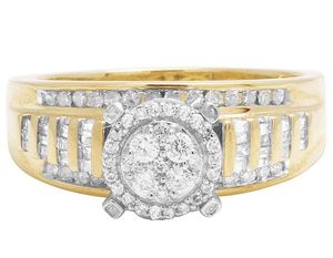 Bague de mariage en diamant rond et baguette Moissanite en argent 925 bijoux de mode pour femmes - Product Image 5