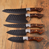 Ensemble de couteaux de chef PRESTIGE BLADES professionnel 5 pièces en acier Damas 67 couches, design ambidextre, acier de haute qualité avec revêtement en poudre