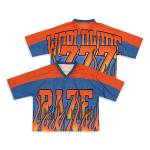 Vêtements de sport en jersey respirant à col en V, coupe ample et courte, personnalisés en gros, pour le football américain, le basketball, streetwear, grandes tailles, sublimation - Product Image 4