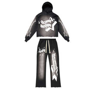 El más nuevo mejor estilo de color único en relieve DTG impresión chándal peso pesado hecho en fábrica Puff impresión Ácido lavado sudor traje - Product Image 6