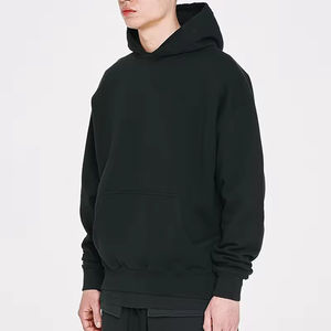 Sweat à capuche de qualité supérieure 450gsm sans ficelles style pull surdimensionné logo personnalisé vierge grande taille épaules tombantes sweats à capuche noirs pour hommes - Product Image 5