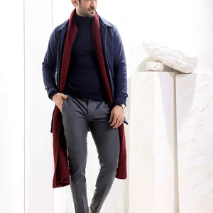 Manteau d'hiver long en laine écologique pour homme élégant, design moderne pour le bureau, les affaires et les voyages - Product Image 1