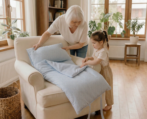 Foldable Baby Sleeping <b>Mat</b>-Organic Natural Cotton Fabric Striped Pattern All-Season Use Removable Washable Portable <b>Roll</b>-Up Kids - Product Image 5