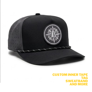 5 Panel Rope Golf Cap Adjustable Strap Laser Cut Design Custom PVC Rubber Logo Sport Hat for Men Women - Product Image 3
