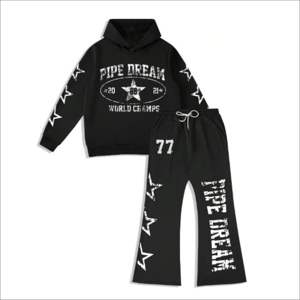 Venta caliente de las mujeres de peso pesado Streetwear con capucha Sweatsuit Set Sólido Impreso Drop Shoulder Jogger Pantalones Sweatsuit - Product Image 2