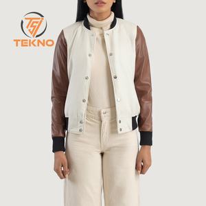 Chaquetas universitarias de primera calidad para mujer, chaquetas con letras bordadas personalizadas para mujer, perfectas para deportes universitarios y de equipo, servicio OEM - Product Image 5