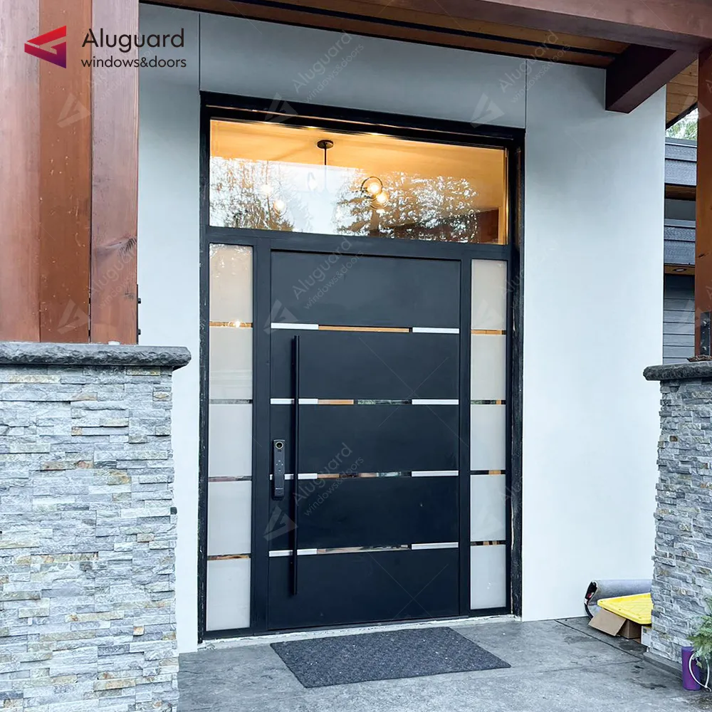 Aluguard Portes pivotantes Sécurité extérieure grande entrée principale frontale en acier inoxydable autre porte pour maison maisons porte d'entrée moderne