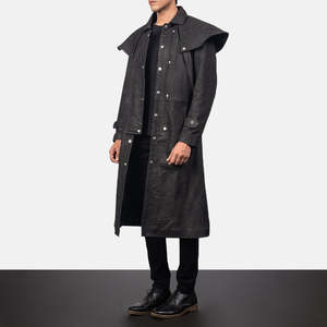 Manteau en cuir noir pour homme Macho - Product Image 2