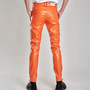 Pantalon en cuir pour homme décontracté léger de haute qualité, braguette à boutons, couleur unie, respirant, écologique, best-seller streetwear - Product Image 5