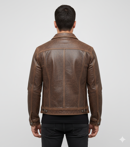 Veste en cuir de vachette marron vintage de luxe prête à expédier en peau de vache pure Vestes en cuir de conception vintage pour l'hiver - Product Image 2
