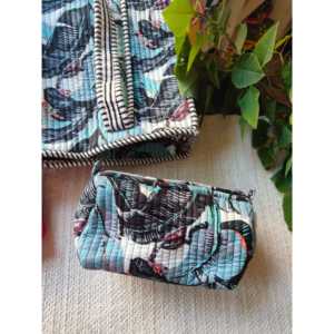 Bolsa de Maquillaje de Viaje Estilo Bohemio Nocturno Tropical, Bolsa de Aseo Individual con Cierre, Resistente al Agua, de Algodón y Poliéster, para Cosméticos - Product Image 2