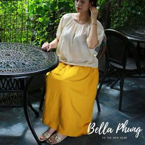 Elegant A-Line Linen <b>Skirt</b> for Women XS Size High Waist Casual Style Luxury Latest Print Plain Dyed Breathable Natural Waistline - Product Image 1