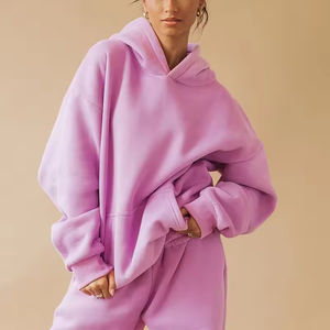 ชุดเซ็ตเสื้อฮู้ดดี้โอเวอร์ไซส์ผ้าฝ้ายเนื้อหนา ระบายอากาศดี ขายดี เหมาะสำหรับออกกำลังกาย วิ่ง และสวมใส่สบายๆ สำหรับผู้หญิง - Product Image 4