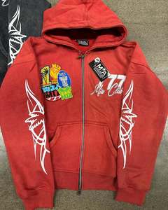 เสื้อมีฮู้ดผ้าคอตตอน100% ของผู้ชายเสื้อมีฮู้ดโอเวอร์ไซส์ผ้าคอตตอนซักมีซิปสำหรับผู้ชายโลโก้ออกแบบได้ตามต้องการ - Product Image 1