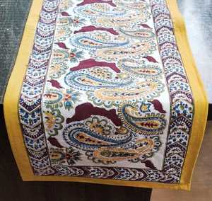 Camino de mesa Floral estampado de bloque de mano de tela de lino de algodón grueso de alta calidad para decoración del hogar y Hotel para Navidad - Product Image 4