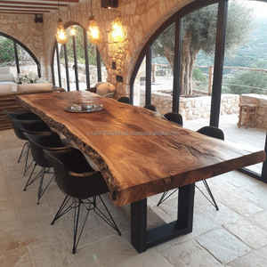 Handmade Eco-Friendly Minimalist Square Modern Stable <b>Solid</b> <b>Wood</b> 6-Seater Dining <b>Table</b> Set Metal Legs Assembled Apartment Bar - Product Image 4