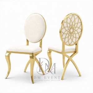 Radial Web Cutout Back Gold Stainless Steel Wedding <b>Chair</b> with White Cushion for Banquet and Hotel Events Wholesale Seating - Product Image 3