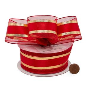 Solid Color Metallic Edged Satin Center Grosgrain <b>Ribbon</b> Glitter Printed for Birthday Gifts - Product Image 3