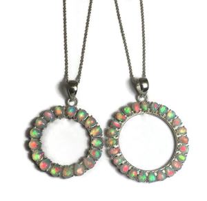 Natural Ethiopian Fire <b>Opal</b> Rondelle Pendant Necklace 925 Sterling Silver Victorian Designer Jewelry <b>Gift</b> for Her Handmade - Product Image 1