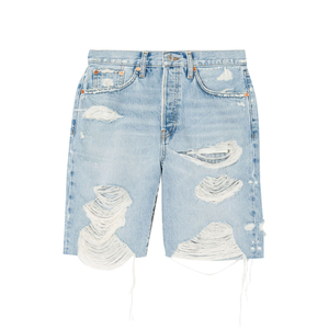 Pantalones cortos vaqueros personalizados OEM para mujer, pantalones cortos de lona transpirables personalizados para mujer, 100% pantalones cortos de algodón, pantalones cortos cargo lavados de mezclilla informales personalizados - Product Image 1