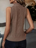 Gilet pull chic à col roulé pour femme - Couleur unie décontractée en polyester avec logo personnalisé sur le devant, couleur Prairie Chic, séchage rapide