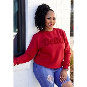 Sweat-shirt à col rond en chenille Delta uni Noir Premium Fleece Sorority Apparel Greek DST Monochrome Winter Top - Product Image 3