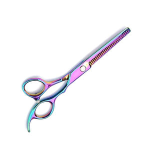 Ciseaux amincissants de cheveux de couleur arc-en-ciel de titane pour la maison et l'utilisation de salon 6 pouces ciseaux amincissants de coiffeur en acier allemand - Product Image 1