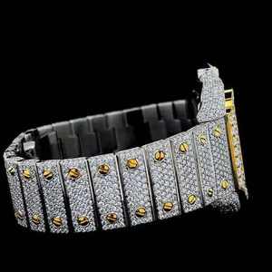 Lujoso Moissanite Diamond Iced Out Alta calidad Hecho a mano Material de acero inoxidable Hip Hop Cronógrafo Reloj de pulsera para hombres - Product Image 3