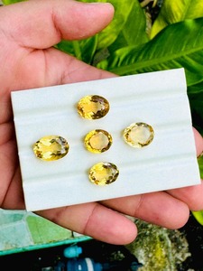 Pierres précieuses naturelles de citrine jaune ovale taillées à la main pour la fabrication de bijoux, lot mixte de pierres à facettes en vrac, Mehrajudin Gems, 10-15 carats - Product Image 5
