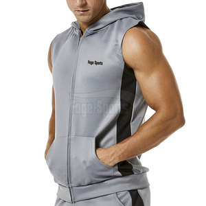 Sudadera con capucha de gimnasio sin mangas para hombre a la venta Sudadera con capucha con logotipo personalizado liso Sudaderas con capucha de gimnasio de gran tamaño en blanco para hombre - Product Image 2