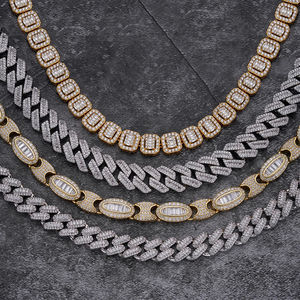 Cadena Cubana de Plata 925, Cadena Iced, Envío Inmediato, Chapada en Oro de 14k, Certificada por IGI, Diamante de Corte Brillante Creado en Laboratorio, Unisex - Product Image 4