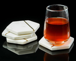 Dessous de verre en marbre Décoration de table Dessous de verre en marbre blanc Tasse à thé durable et résistante à la chaleur Tasse à café Dessous de verre rond - Product Image 4