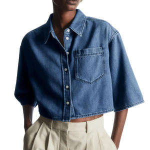 New Style Breathable Fashion Casual Denim <b>Jeans</b> Jackets OEM Service Women Clothing Plain Dyed Denim Jacket - Product Image 1