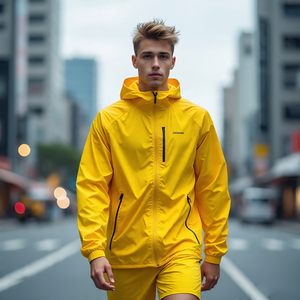 Conjunto de Pantalones Cortos PARA LA Lluvia, Chaqueta Impermeable con Cremallera, Cortavientos, Estilo Urbano, para Correr - Product Image 2