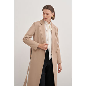 Manteau Trench Croisé Imperméable et Respirant pour Femme, Coupe-Vent Tissé Imprimé, Manches Longues, Élégant, Taille Unique, Idéal Automne - Product Image 4
