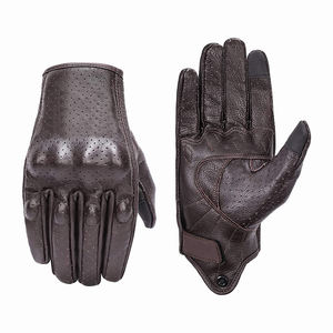 Guantes de Motocicleta de Piel de Cabra de la Mejor Calidad, Pantalla Táctil Completa, Protección de Nudillos de PVC Duro, Guantes de Motociclismo - Product Image 1