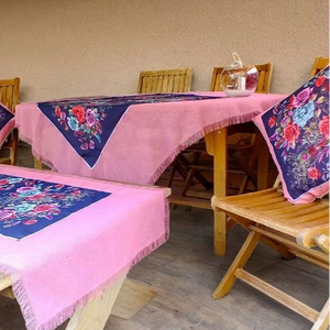 <b>Pink</b> Handmade <b>Tablecloth</b> Set with <b>Tablecloth</b> Cushion Cover Runner 150x150 <b>tablecloth</b> 50x150 runner 50x50 2 cushion cases - Product Image 1
