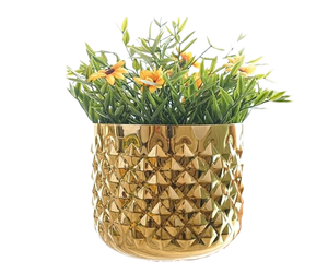 Venta al por mayor de maceta de metal martillado con diamantes para restaurante, hogar, decoración de hotel a un precio razonable - Product Image 1