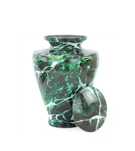 Urnas de cremación de metal de aluminio para cenizas y restos mortales | Hermosas urnas hechas a mano para humanos y mascotas (mármol verde) - Product Image 1