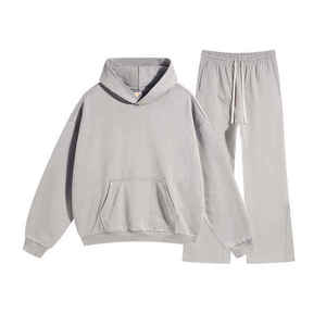 Conjunto de pantalones de chándal y Sudadera con capucha de felpa francesa de algodón 400 gramos 100% peso pesado con logotipo personalizado chándal de hombre en blanco chándal de gran tamaño - Product Image 6