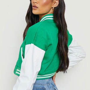 Recién llegado, chaqueta universitaria corta de longitud regular para mujer, chaqueta universitaria corta personalizada de 2 lados para mujer - Product Image 5