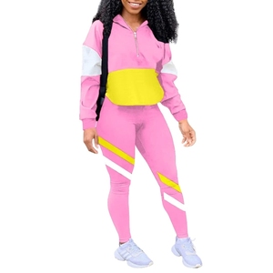 Ensemble de survêtement sportif 2 pièces unisexe à capuche en polaire zippé à manches longues coupe classique pour femme, du fabricant professionnel, le plus vendu - Product Image 2